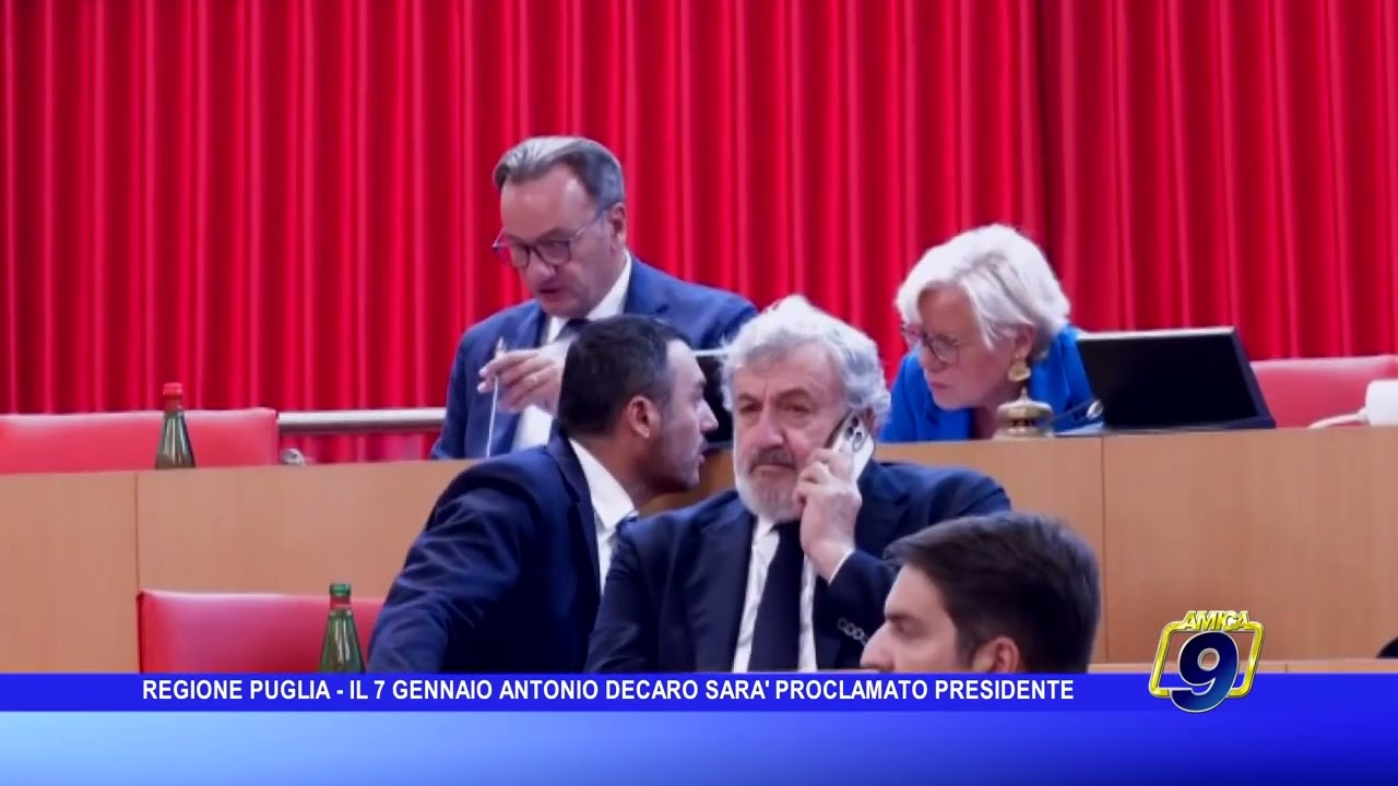 Regione Puglia, il 7 gennaio la proclamazione del presidente Decaro