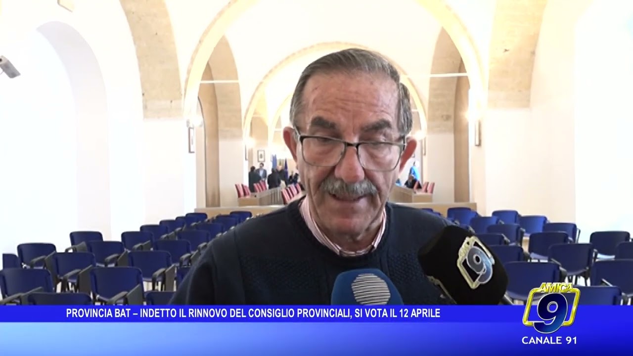 Provincia BAT, Lodispoto indice le elezioni per il rinnovo del Consiglio provinciale: si vota il 12 aprile