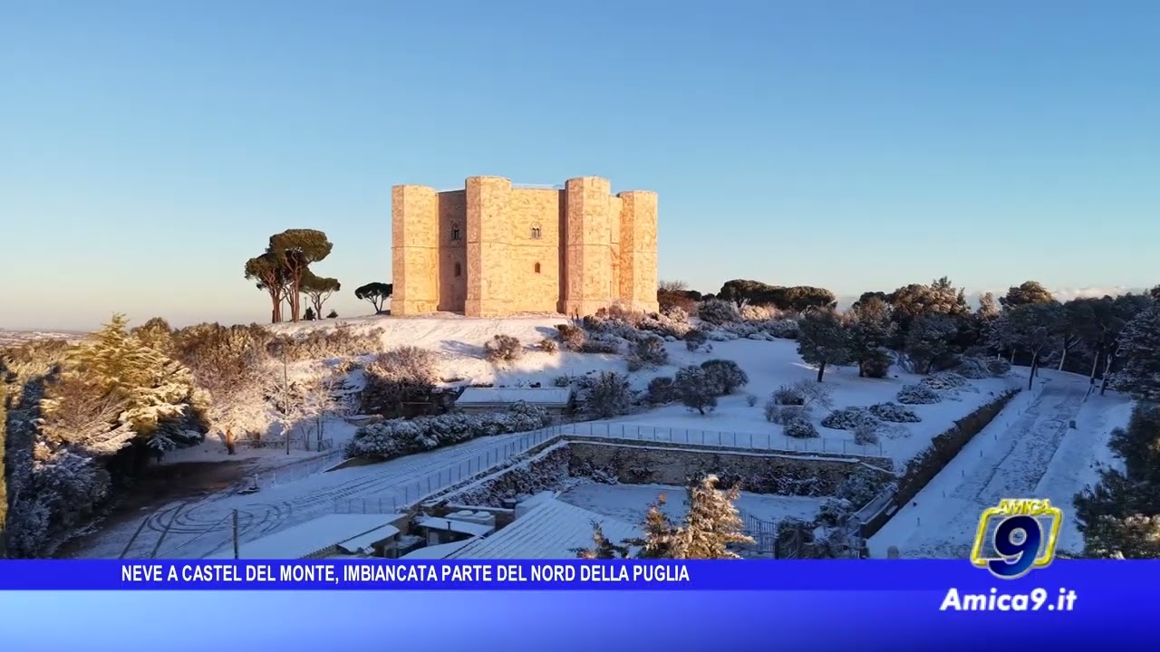 Neve a Castel del Monte, imbiancata anche parte del Nord della Puglia