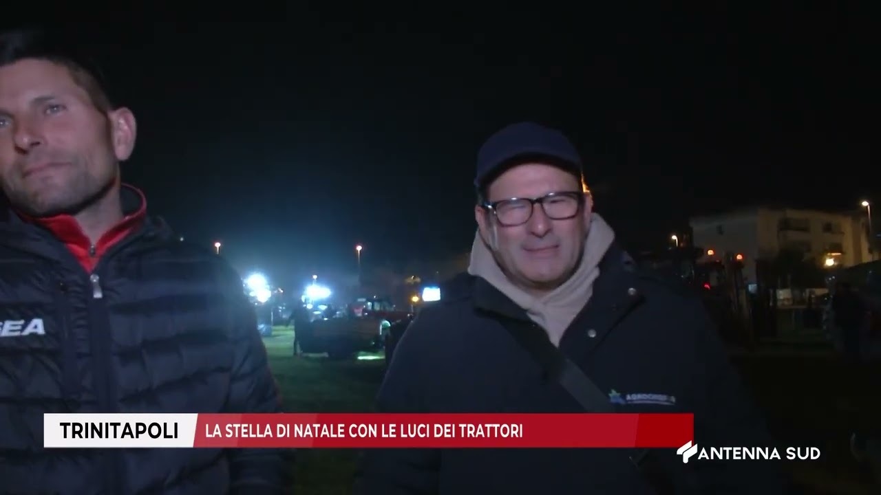 La stella di Natale con le luci dei trattori brilla nelle campagne di Trinitapoli